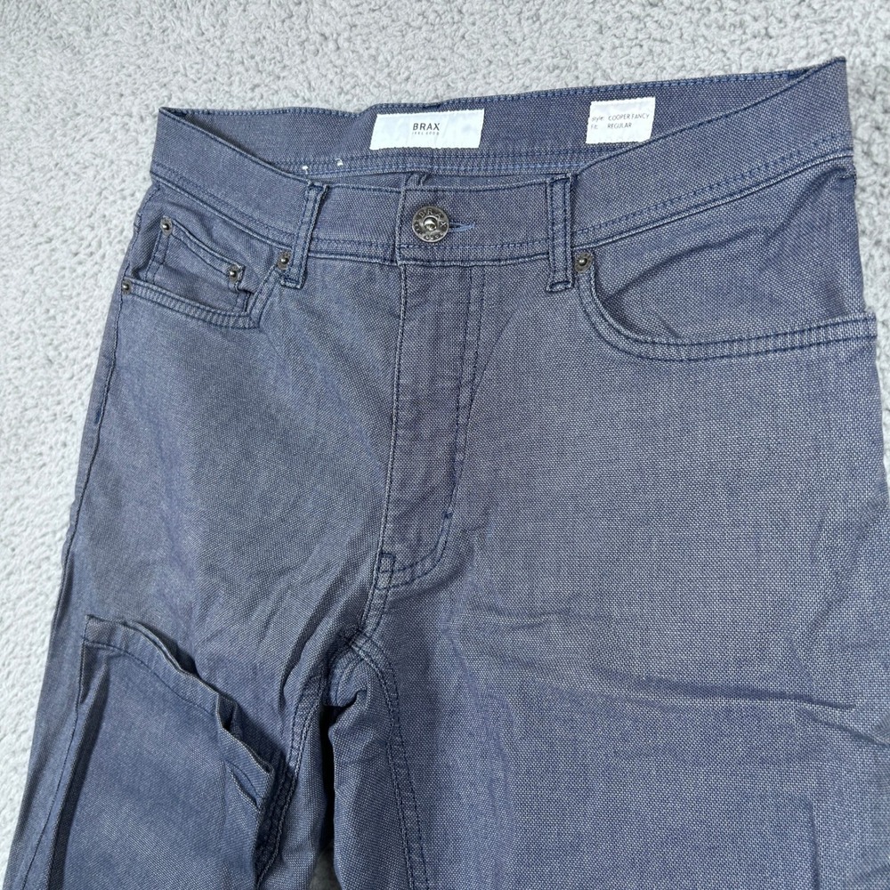 Brax Feel Good Cooper Fancy Regular Fit Pants Mens 30x30 Blue Textured - Picture 2 of 8